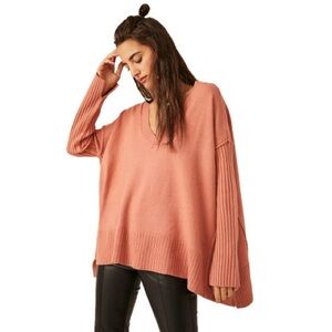 FREE PEOPLE Orion A Line Tunic sweater small Lightest Rose pink oversized new